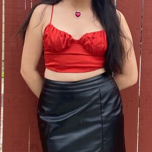 Red Satin Spaghetti Strap Top